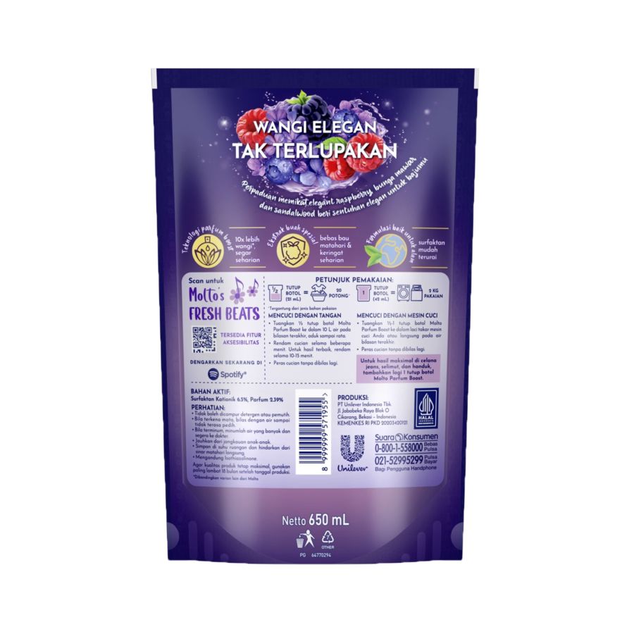 Molto Parfum Boost Elegant French Raspberry Pelembut & Pewangi Pakaian 650ml