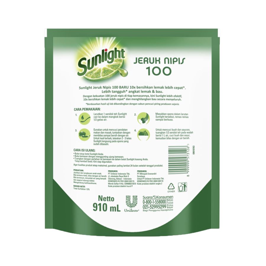 Sunlight Jeruk Nipis Cairan Pencuci Piring 910gram