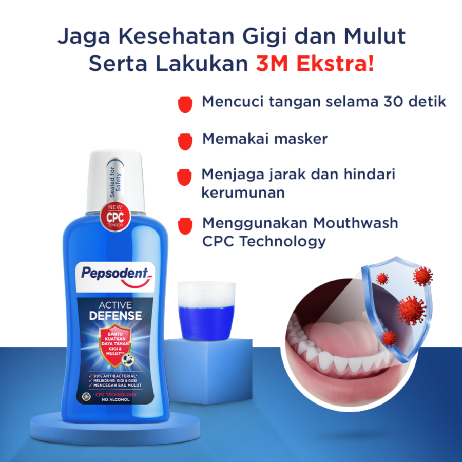 Pepsodent Mouthwash Anti Bacterial Active Defense 300ml