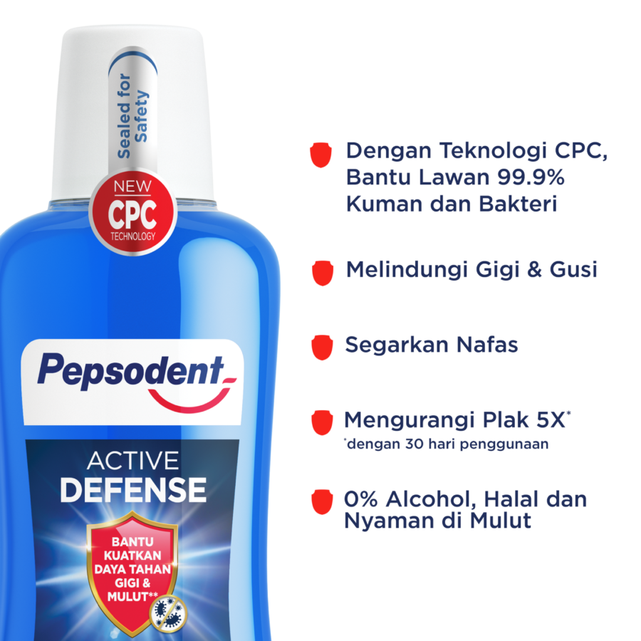 Pepsodent Mouthwash Anti Bacterial Active Defense 300ml
