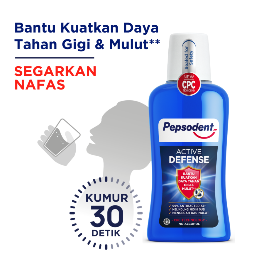Pepsodent Mouthwash Anti Bacterial Active Defense 300ml