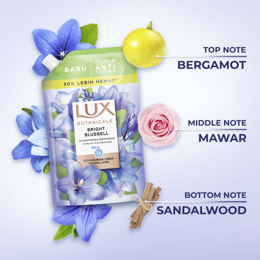 Lux Botanicals Bright Bluebell Brightening Body Wash Pouch 800ml