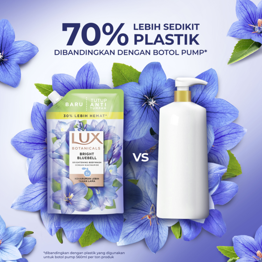 Lux Botanicals Bright Bluebell Brightening Body Wash Pouch 800ml