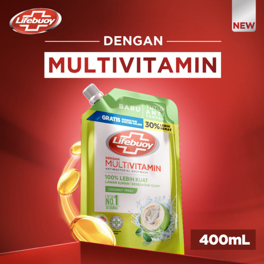 Lifebuoy Coconut Fresh Anti Bacterial Body Wash Pouch 400ml