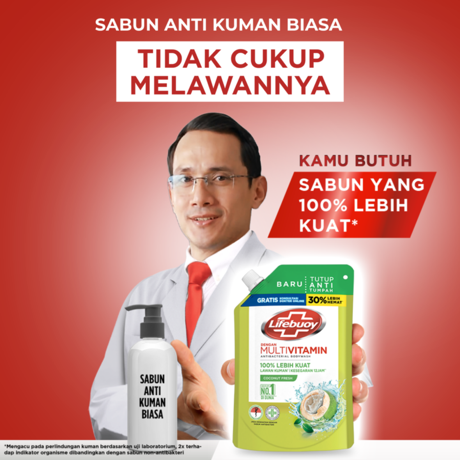 Lifebuoy Coconut Fresh Anti Bacterial Body Wash Pouch 400ml