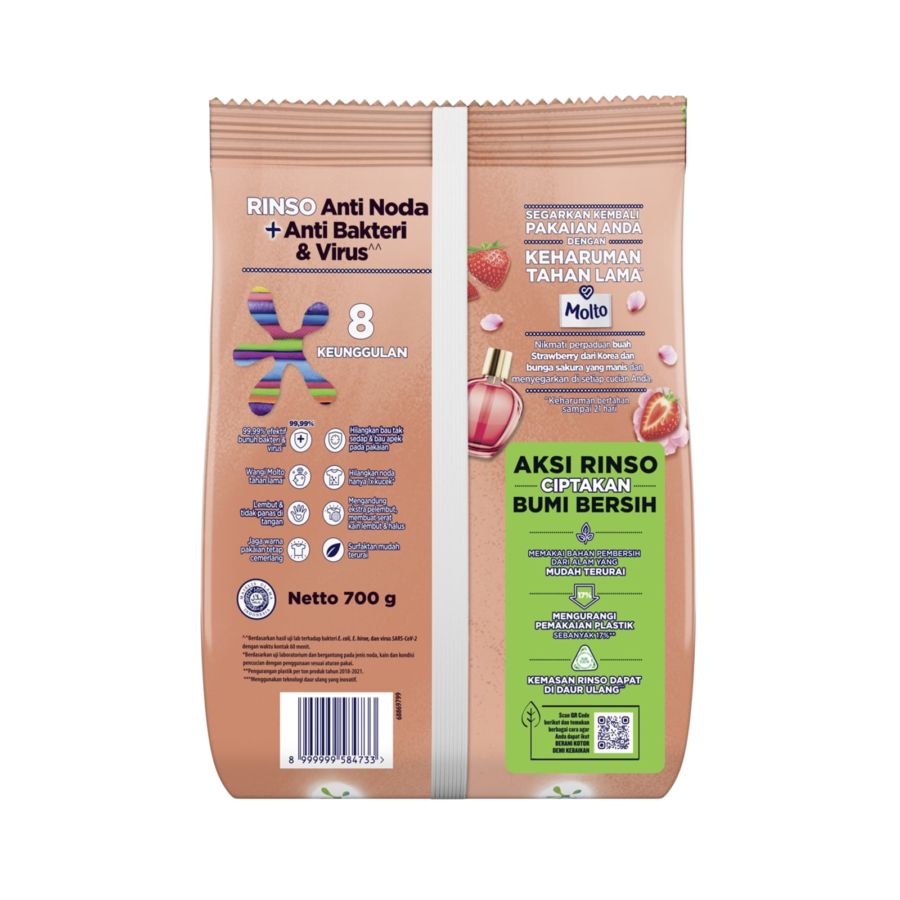 Rinso SensiFresh Korean Strawberry Deterjen Bubuk 700gram