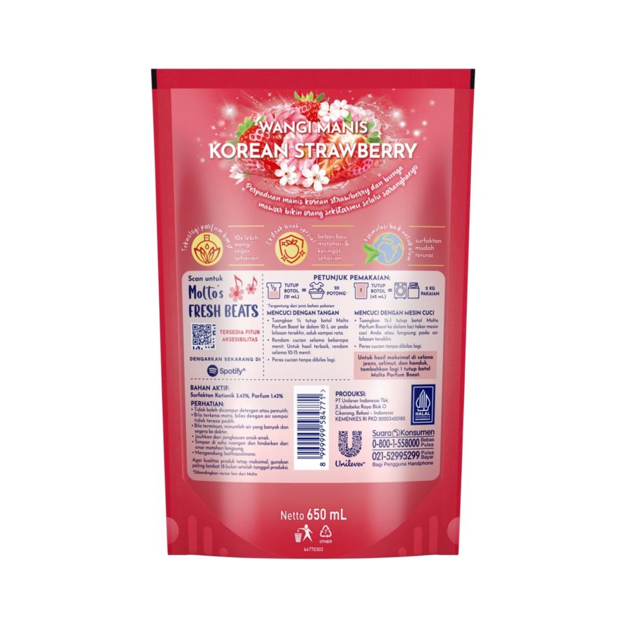 Molto Parfum Boost Sweet Korean Strawberry Pelembut Pakaian 650ml