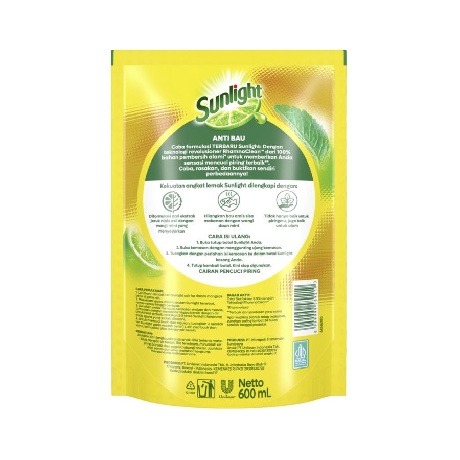 Sunlight Lime & Mint Cairan Pencuci Piring 600ml