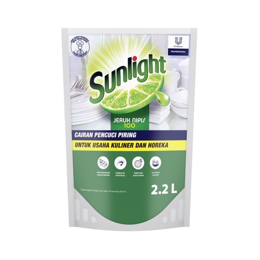 Sunlight Professional Sabun Cuci Piring Cair Jeruk Nipis Pouch 2200ml