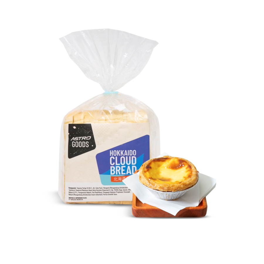 Astro Goods Hokkaido Cloud Bread ( Roti Tawar ) 380 gram + Portuguese Egg Tart - AK x Golden Egg Tart 1 pcs