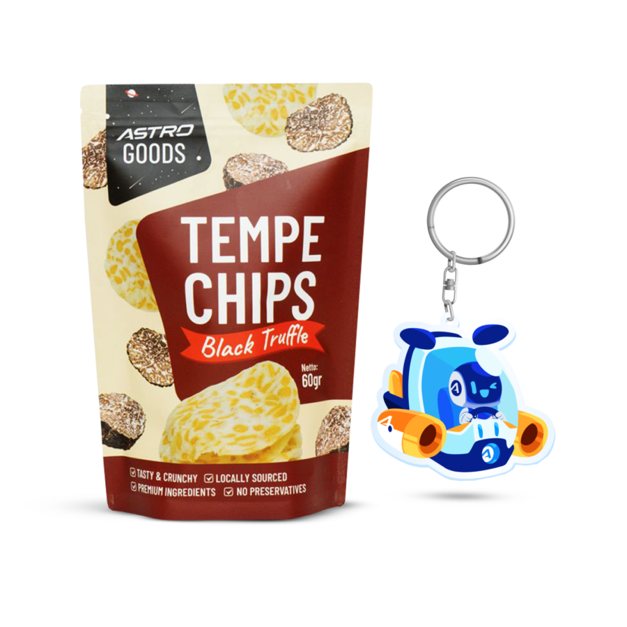 [Bundle] 1 Tempe Chips Black Truffle - Astro Goods/Keripik Tempe 60 gram + 1 Keychain Airo Space