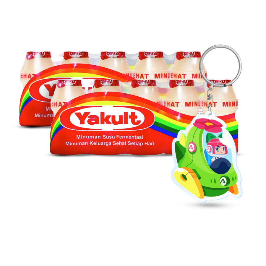 [Bundle] 2 Yakult Minuman Probiotik 5 pcs + 1 Keychain Ivy Space