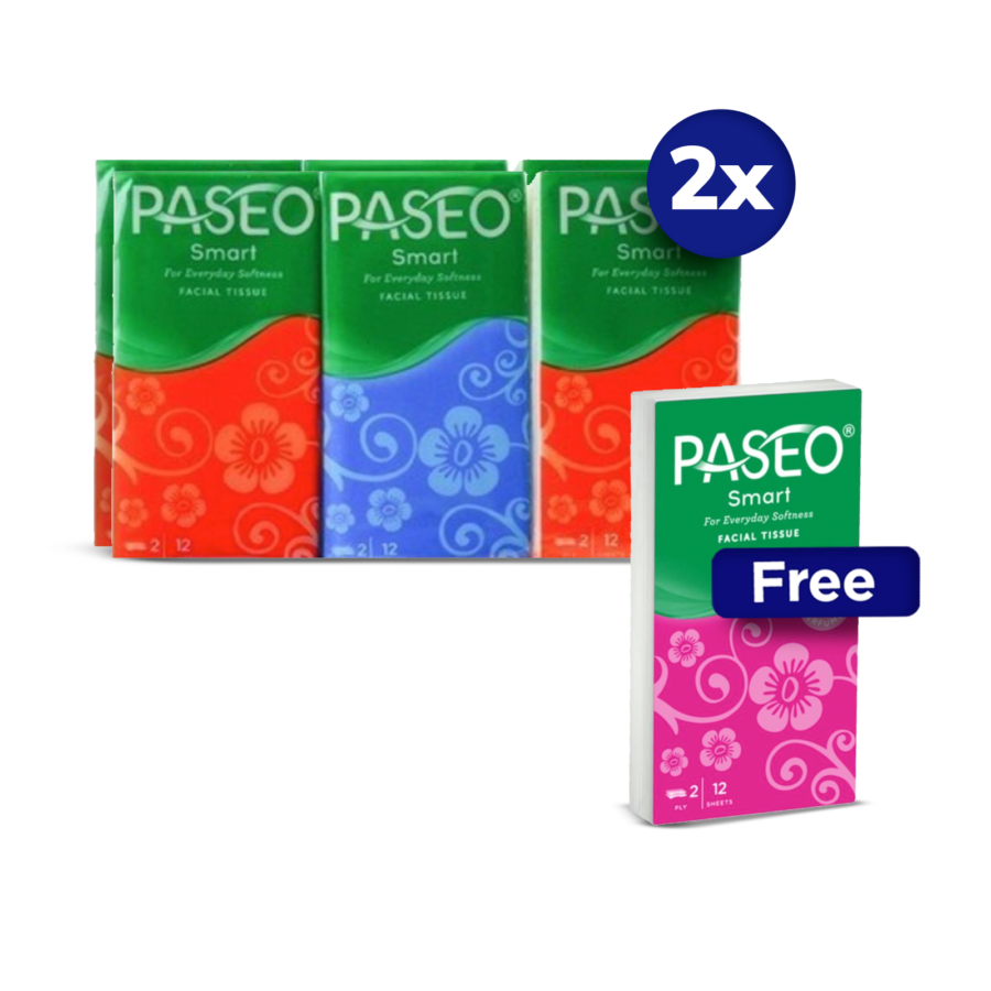 Buy 2 Get 1 Paseo Smart Facial Hanky 12 sheets