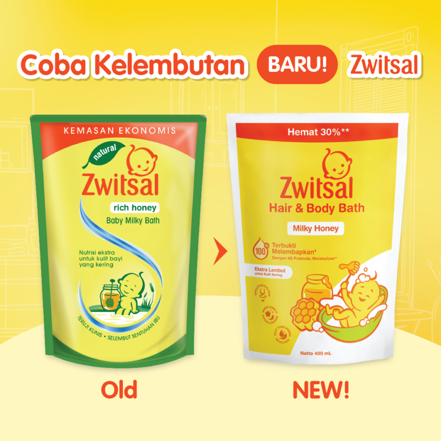 Zwitsal Baby Bath Rich Honey Pouch 400ml
