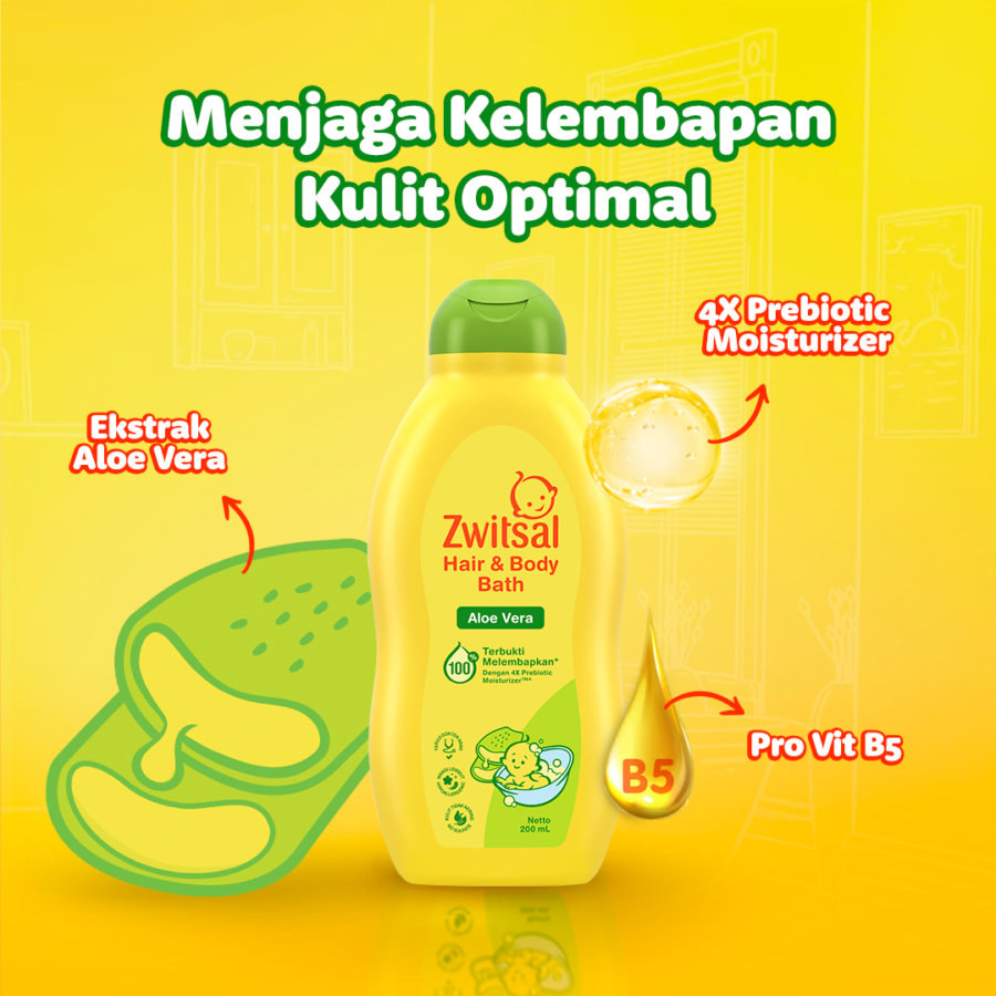 Zwitsal Hair & Body Bath Aloe Vera Kebersihan Bayi 200ml