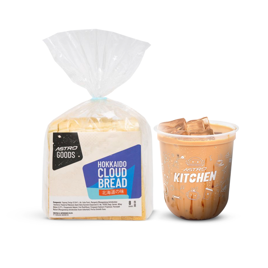 Iced Kopi Susu Gula Aren (Espresso Base) - Regular + Astro Goods Hokkaido Cloud Bread ( Roti Tawar ) 380 gram