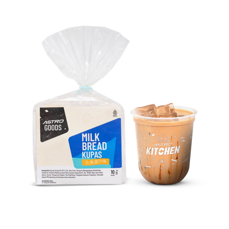 Iced Kopi Susu Gula Aren (Espresso Base) - Regular + Astro Goods Milk Bread ( Roti Tawar Kupas ) 235 gram