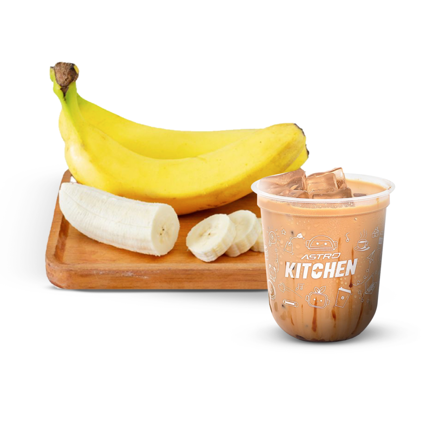 Iced Kopi Susu Gula Aren (Espresso Base) - Regular + Pisang Cavendish 500gr-550gr, 3-4pcs/pack