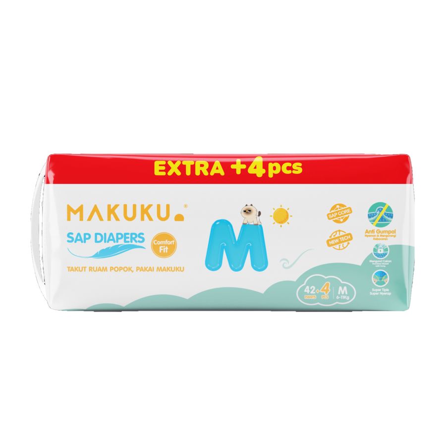 Makuku SAP Diapers Comfort Fit Pants Diapers M42+4 1pack