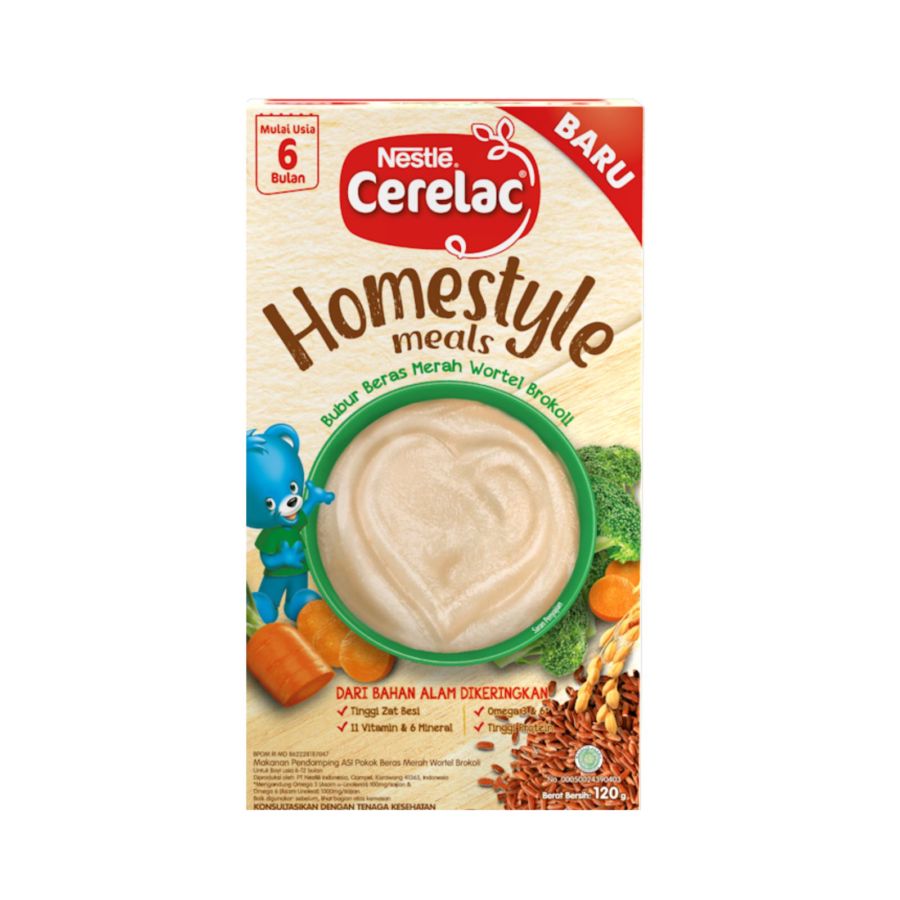Nestle Cerelac Homestyle Meals Bubur Beras Merah Wortel Brokoli 120gram