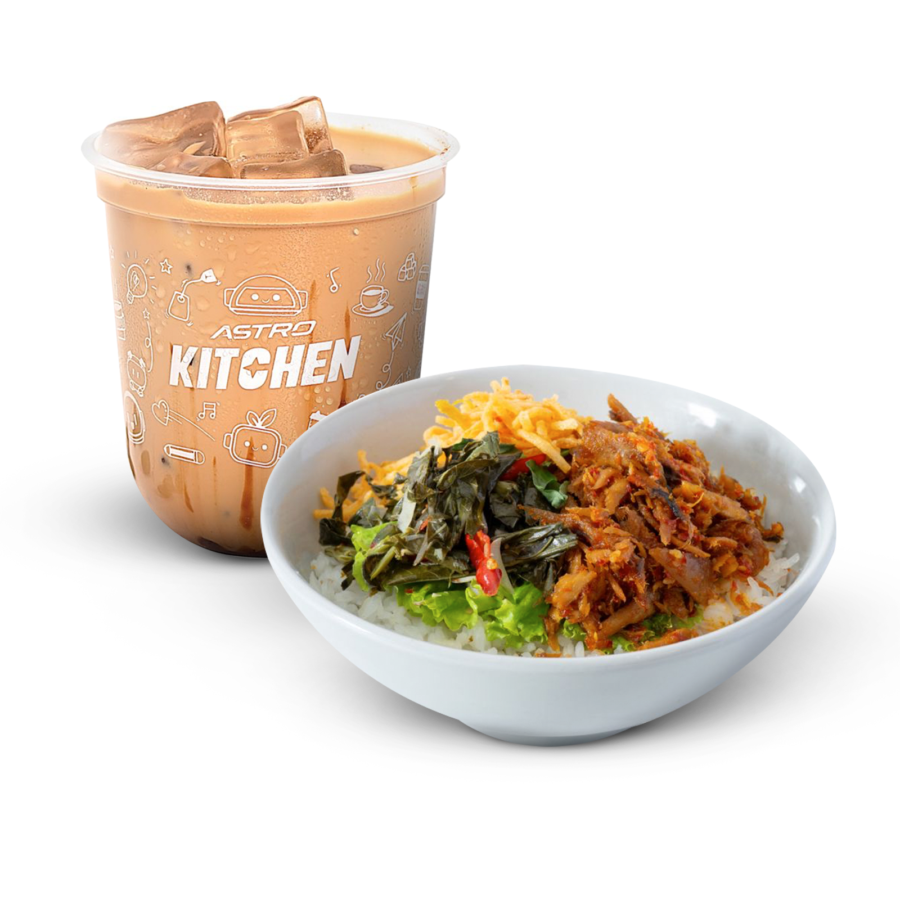 Paket Makan Siang Rice Bowl Cakalang & Iced Kopi Susu Gula Aren (Espresso Base) - Regular