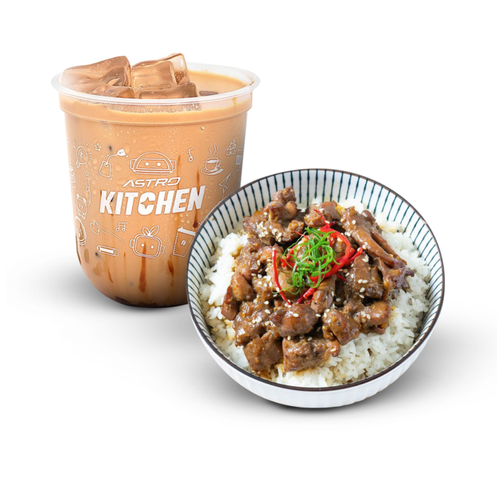 Paket Makan Siang Rice Bowl Teriyaki Chicken & Iced Kopi Susu Gula Aren (Espresso Base) - Regular