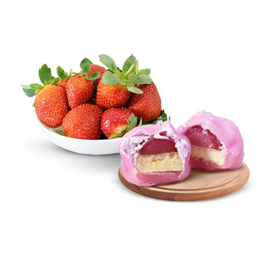 Strawberry Mochi 1 pcs + Strawberry Fresh Lokal - Astro Basics/Stroberi 140gr - 155gr/pack