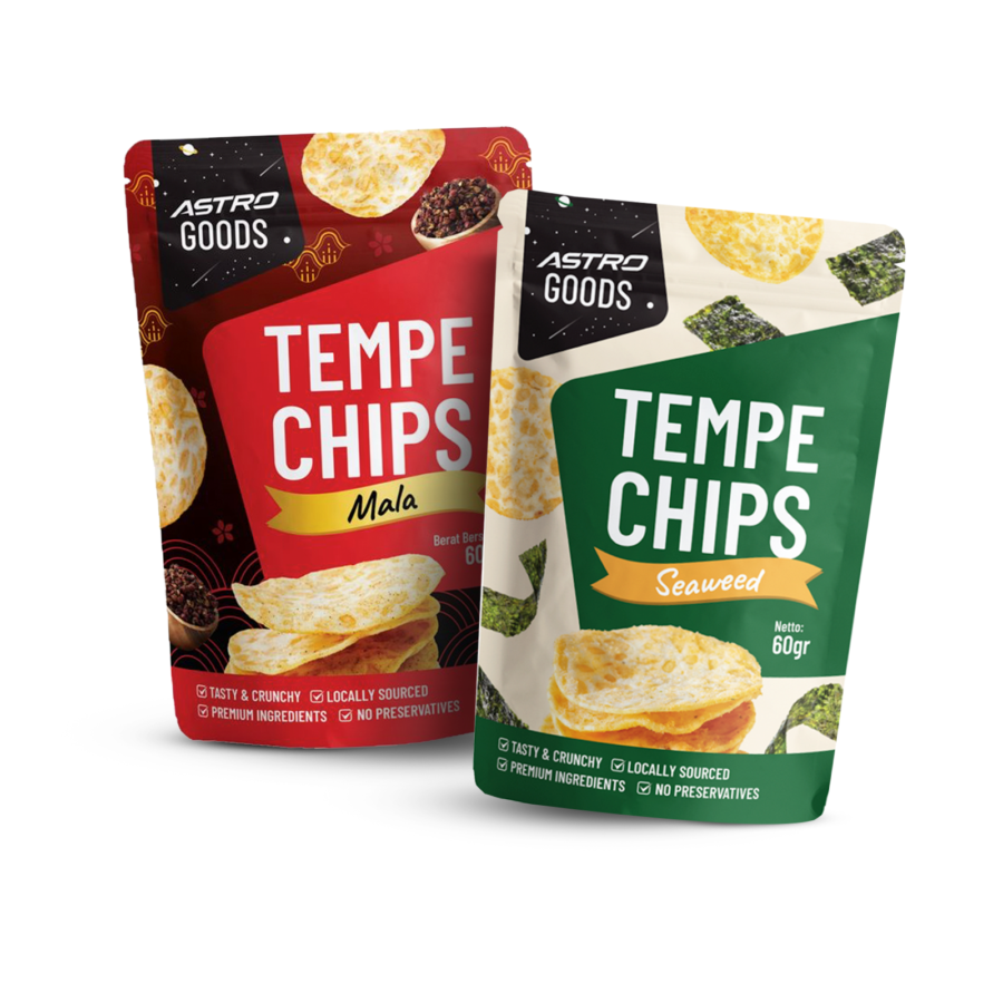 Tempe Chips Mala Astro Goods 60 gram + Tempe Chips Seaweed  - Astro Goods/Keripik Tempe 60 gram