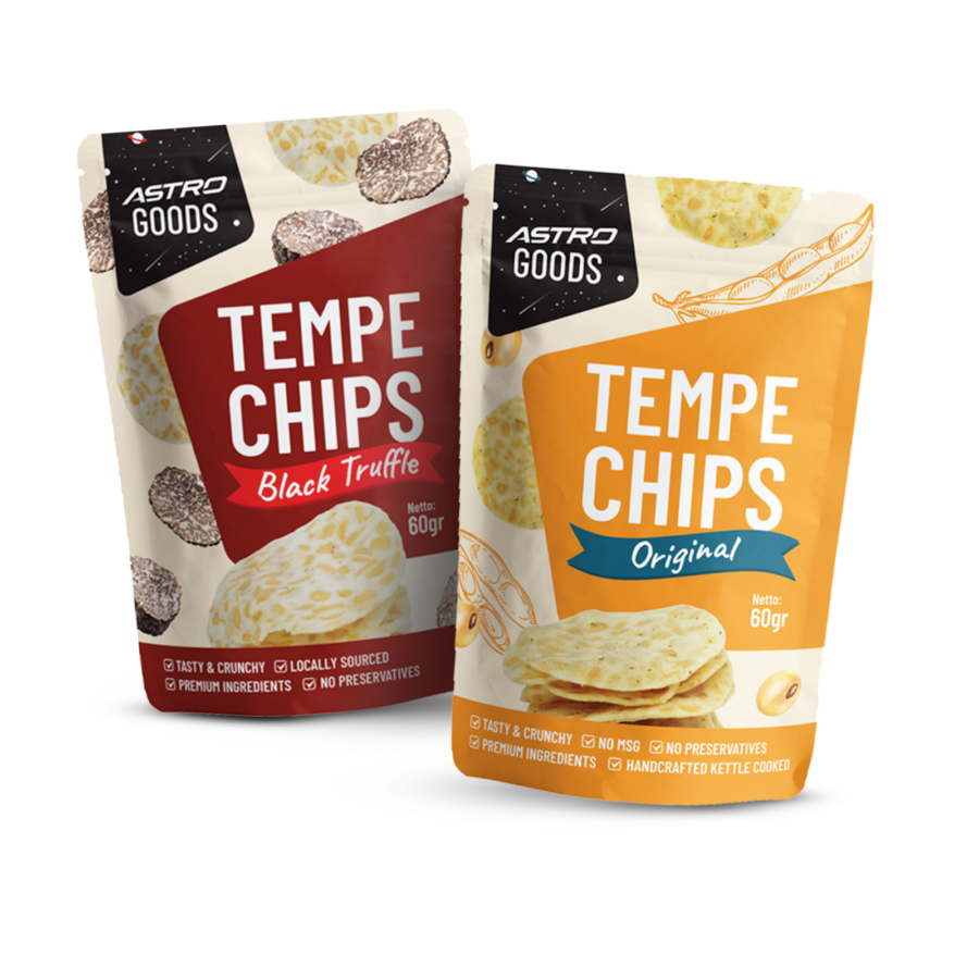 Tempe Chips Original Non MSG  - Astro Goods/Keripik Tempe 60 gram + Tempe Chips Black Truffle  - Astro Goods/Keripik Tempe 60 gram