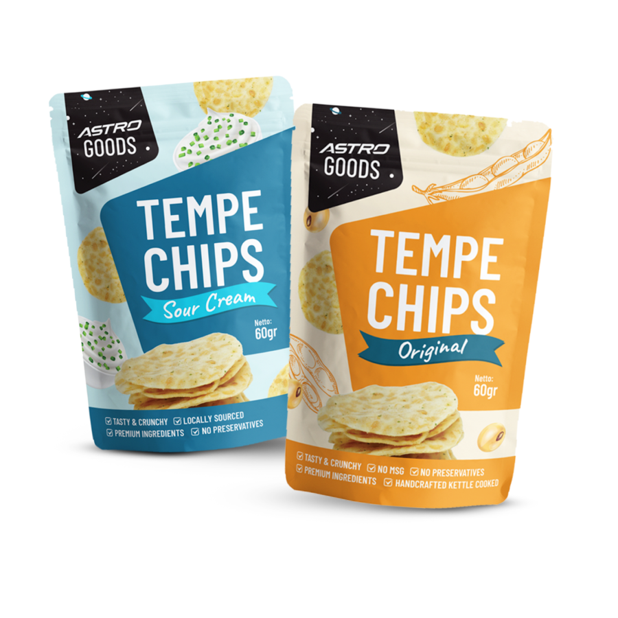 Tempe Chips Original Non MSG  - Astro Goods/Keripik Tempe 60 gram + Tempe Chips Sour Cream  - Astro Goods/Keripik Tempe 60 gram