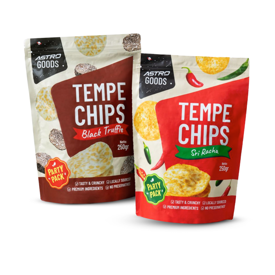 Tempe Chips Sri Racha Sauce Astro Goods 250 gram + Tempe Chips Black Truffle Astro Goods 250 gram0