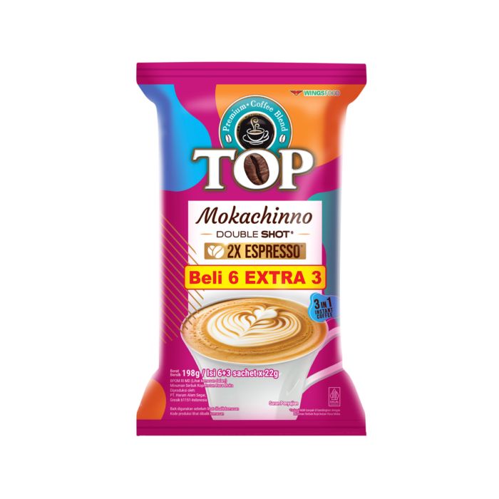 Top Coffee Mokachinno Double Shot Kopi Instan isi 6+3 Sachet x 22gr