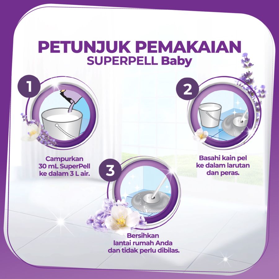 Super Pell Baby Lavender Pembersih Lantai 770ml