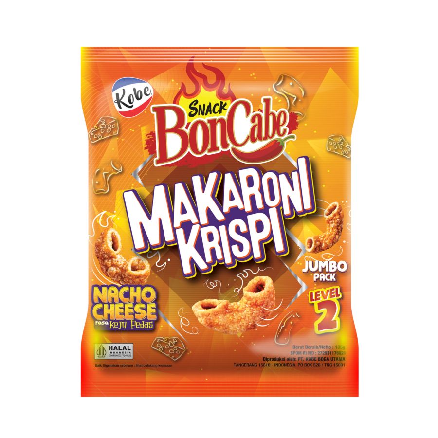 Boncabe Makaroni Krispy Rasa Keju Pedas Level 2 135gram