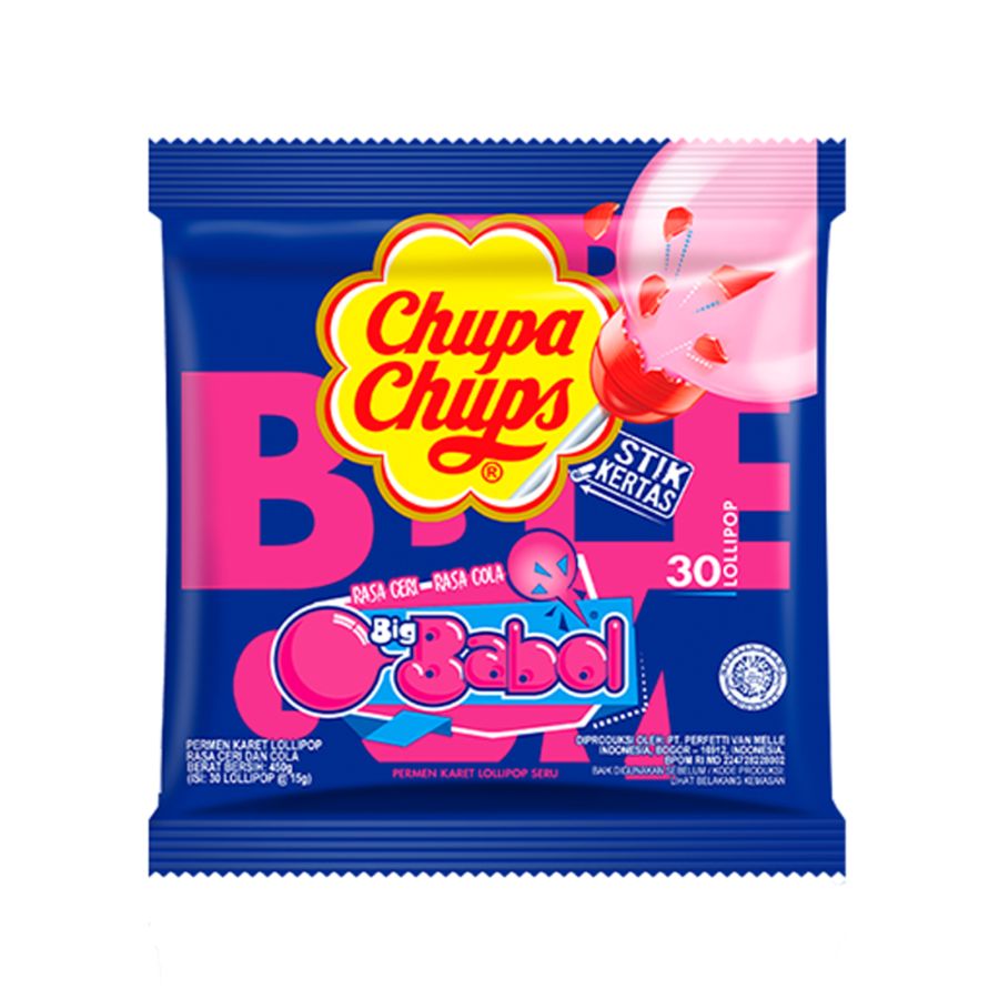 Chupa Chups Big Babol Gum Pack 450g - Permen Karet Lolipop Ceri Cola 450gram 450gram