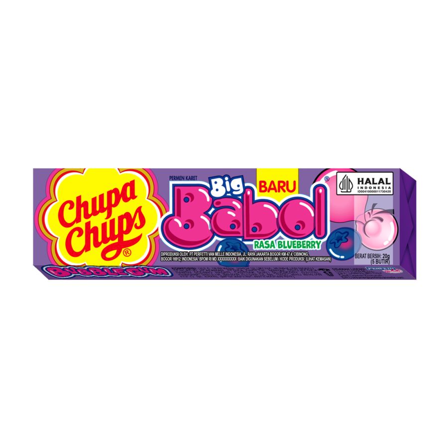 Chupa Chups Big Babol Blueberry Stick 20g - Permen Karet Stik Rasa Blueberi 1pc 20gram