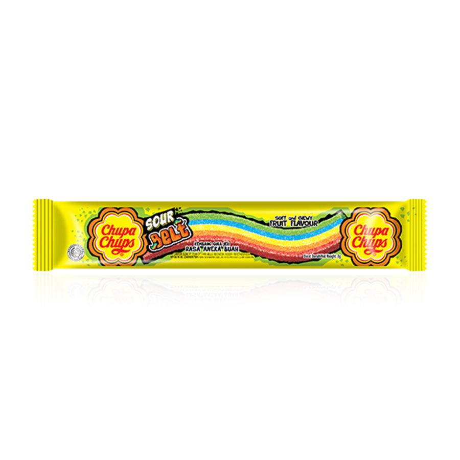 Chupa Chups Sour Belts Soft and Chewy 8g - Permen Jeli Rasa Aneka Buah 8gram