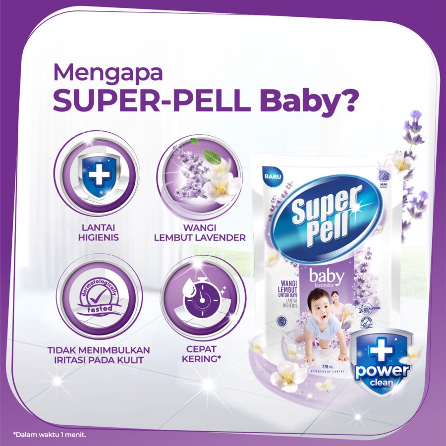 Super Pell Baby Lavender Pembersih Lantai 770ml