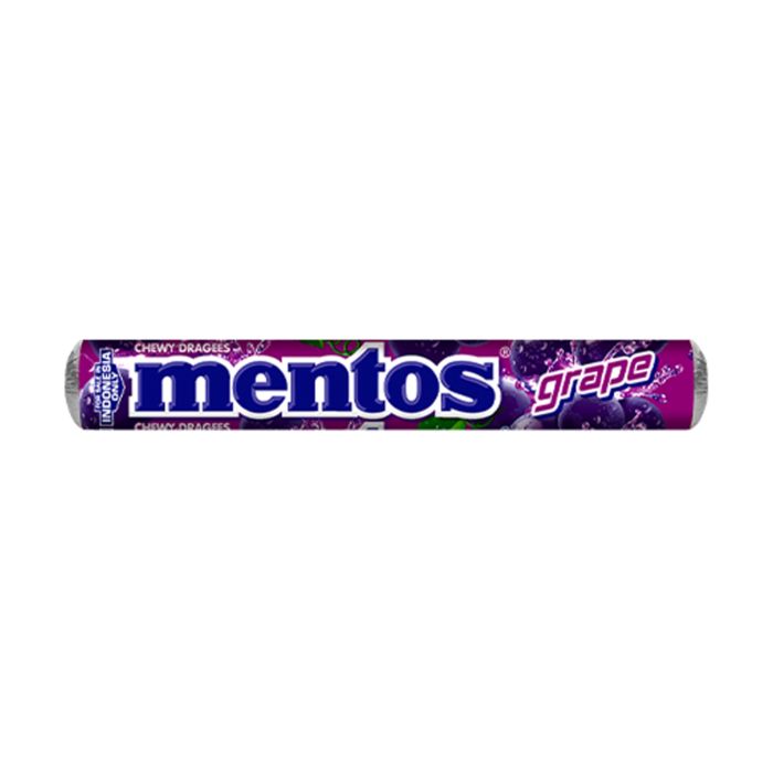 Mentos Chewy Dragees Grape Roll 37g - Permen Mint Kenyal Rasa Anggur