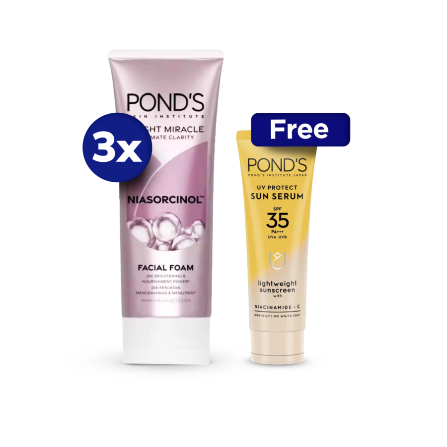 Buy 3 Ponds Facial Foam Bright Beauty Free Ponds UV Protect Sun