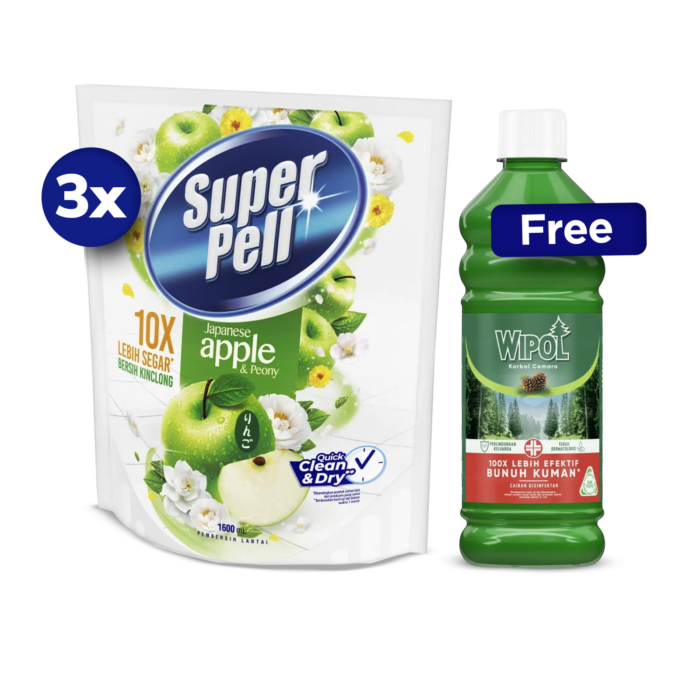 Buy 3 SuperPell Lantai Apple Free Wipol Pembersih 450ml