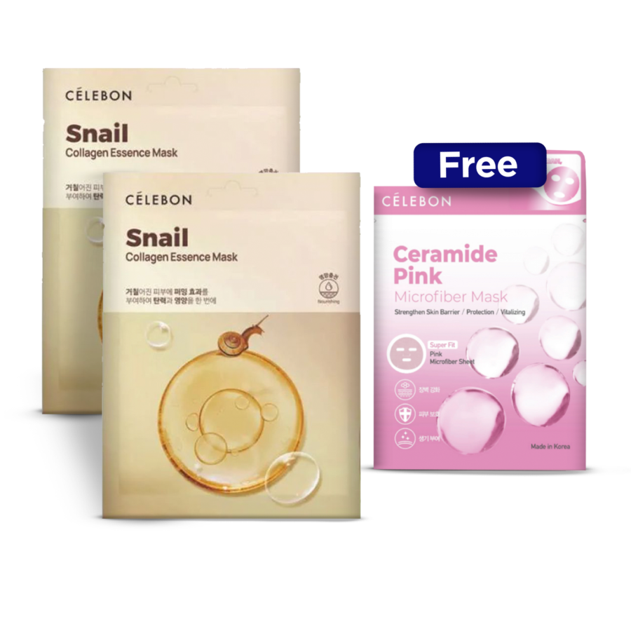 Buy 2 Celebon Snail Collagen Essence Sheet Mask Free Celebon Ceramide Pink Microfiber Mask