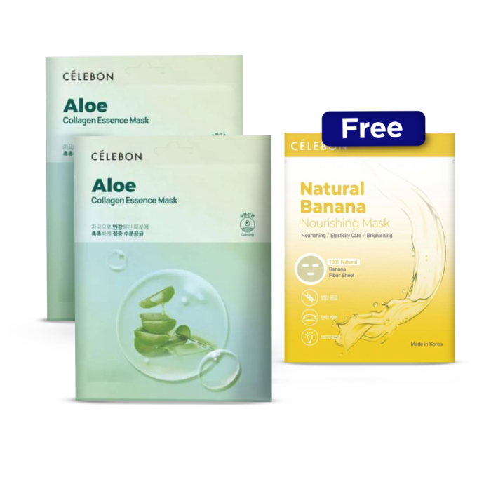 Buy 2 Celebon Aloe Collagen Essence Sheet Mask Free Celebon Natural Banana Nourishing Sheet Mask