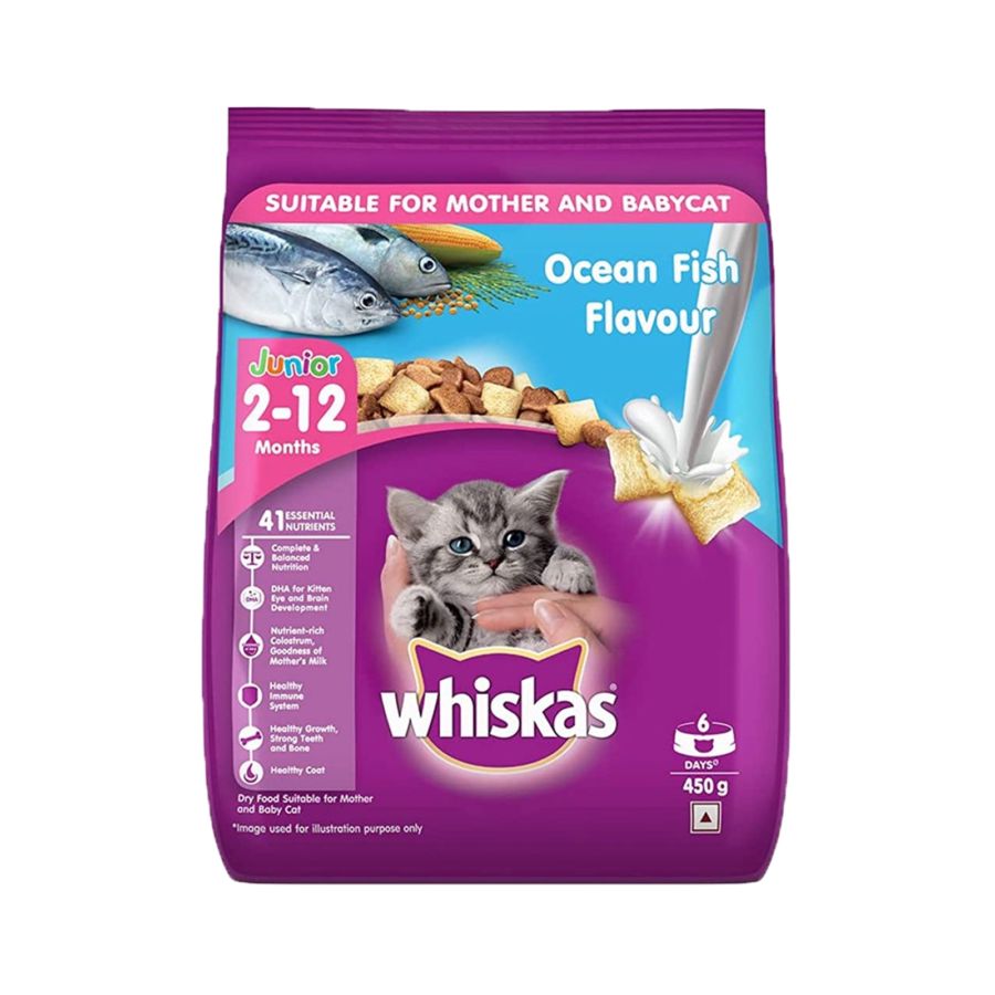 Whiskas Junior Ocean Fish Mother & Kitten Makanan Kucing Kering 450gram