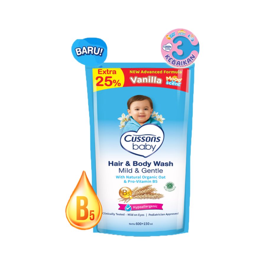 Cussons Baby Hair & Body Wash Vanilla Mild Gentle 600ml