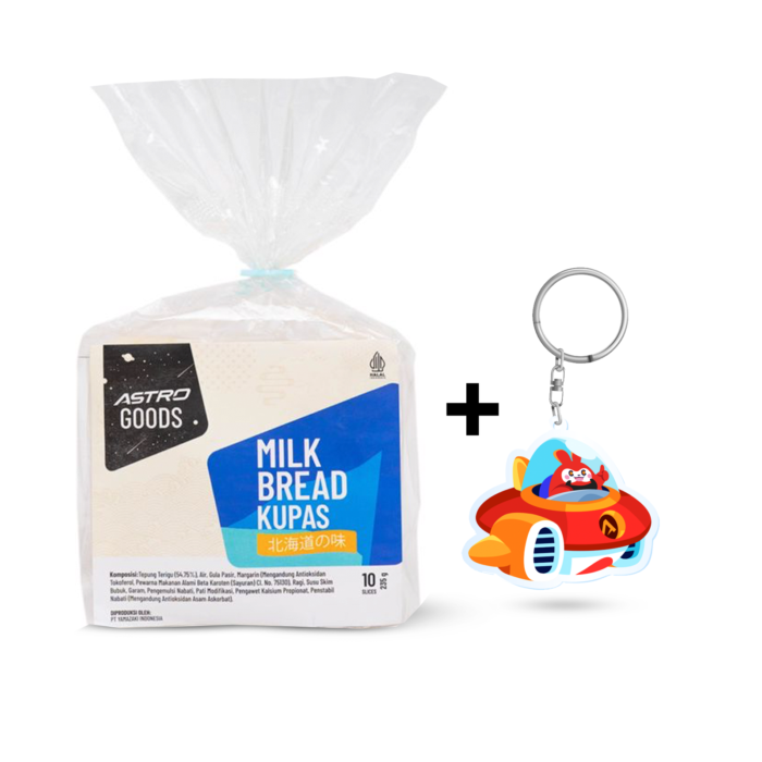 [Bundle] 1 Astro Goods Milk Bread ( Roti Tawar Kupas ) 235 gram + 1 Keychain Beebo Space