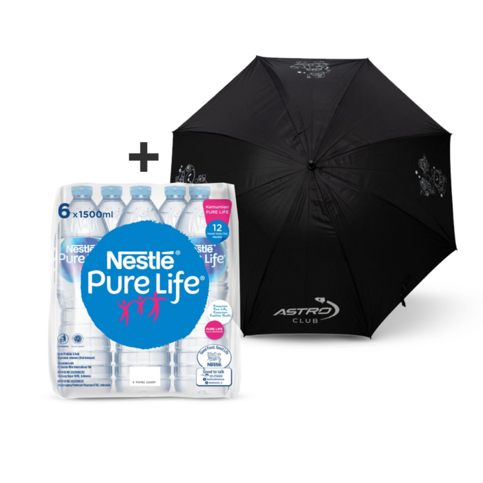 [Bundle] Nestle Pure Life Air Mineral Multipack 6 x 1500ml + 1 Payung Golf Astro Club