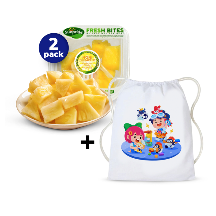 [Bundle] 2 Fresh Bites Honi Pineapple/Buah Potong 170 gram + 1 Pouch Airo & Friends