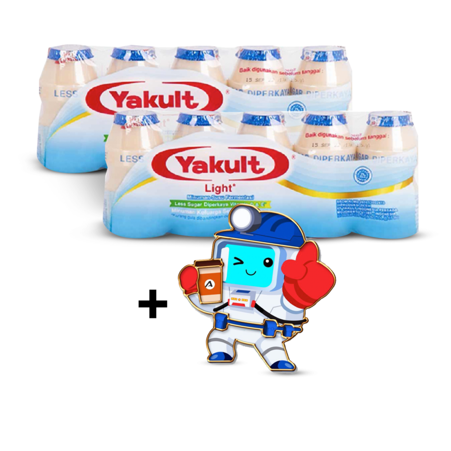 [Bundle] 2 Yakult Light Less Sugar 5 pcs + 1 Astro Enamel Pin Fixo