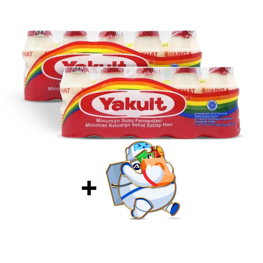 [Bundle] 2 Yakult Minuman Probiotik 5 pcs + 1 Astro Enamel Pin Pong